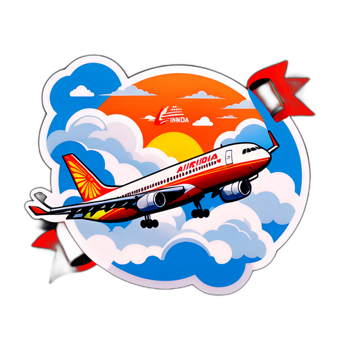 Airplane Flying Through Clouds with Hopeful Ribbon