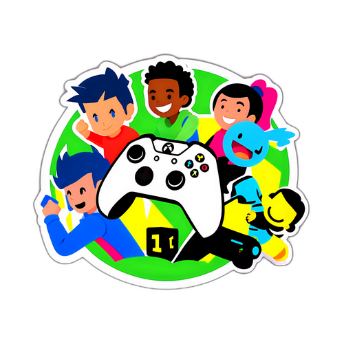 Autocollant de la console Xbox avec des gamers