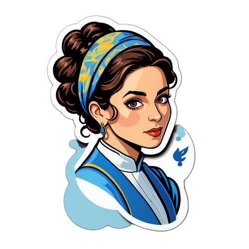 מדבקה המייצגת את יעל שקד באופן אמנותי מתוחכם