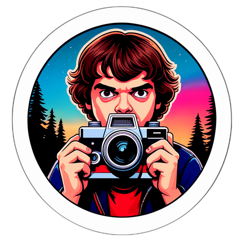 Max des Stranger Things avec un appareil photo vintage