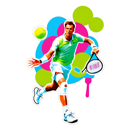 Tomáš Berdych v Akci: Energické Tenisové Samolepky