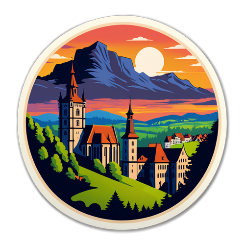 Sticker von Bad Münstereifel mit romantischem Sonnenuntergang