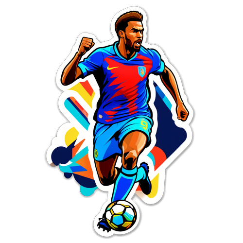 Desenho estilizado do atacante Rony em ação