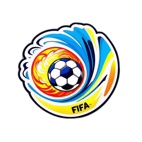 Sticker abstrait illustrant des vagues d'énergie avec le texte "FIFA"