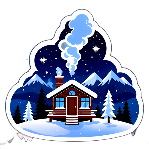 Wintry Sterrenhemel met Ski Cabine