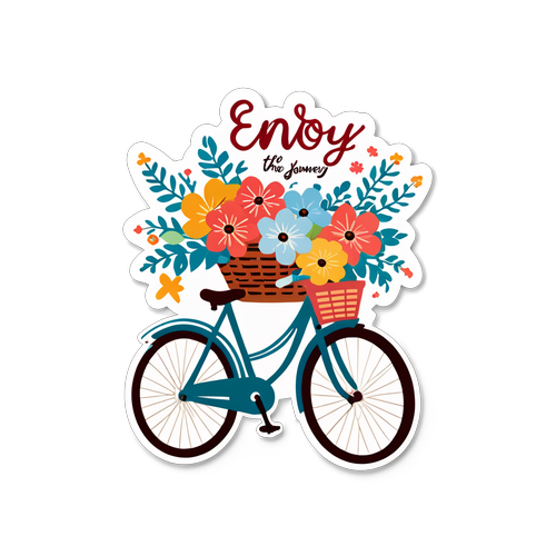 Blumen, Freiheit und Freude: Entdecke die Abenteuer mit unserem Vintage-Fahrrad-Sticker!