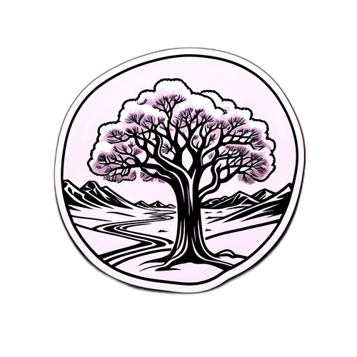 雪后戈壁沙漠的地球之树景观