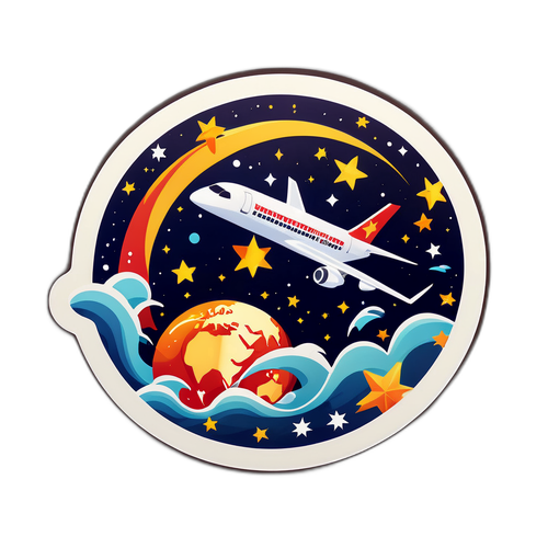 Sticker cu fundal de stele și lumini, tematic "Asia Express"