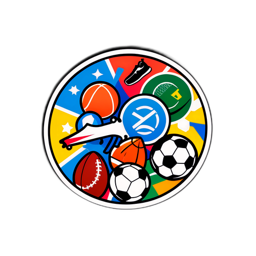 다양한 스포츠 아이콘과 DAZN 로고가 결합된 디자인 스티커