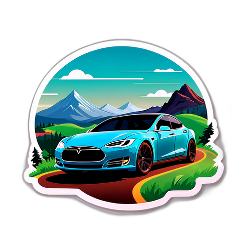 Auto Tesla in un paesaggio scenico