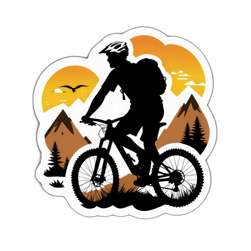 Silhouet van Bart Wellens op een mountainbike