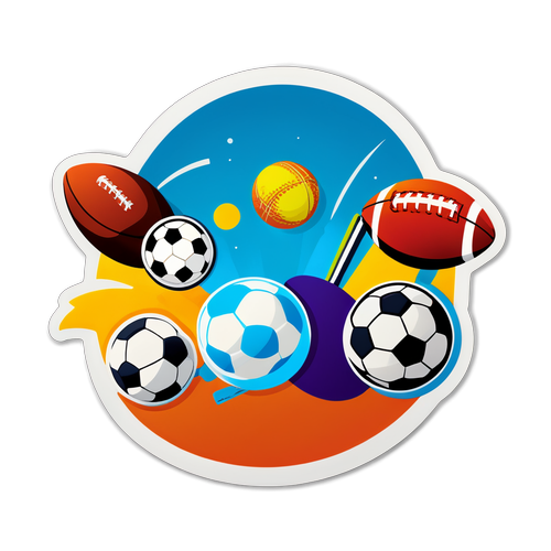 Ilustrace pro samolepku s různými sportovními potřebami