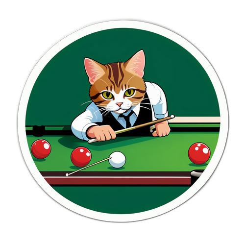 Sticker cu pisica jucând snooker