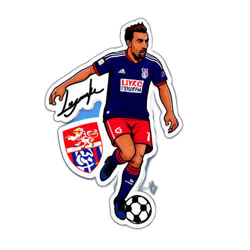 Футбол с подписями 'Скорость', 'Техника', 'Сила' для матча Лион