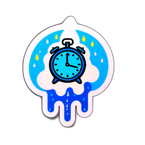 Etimesgut Su Kesintisini Temsil Eden Damlayan Su ve Saat Sticker'ı