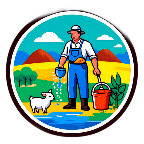 農業と水の大臣が農場で働くシーン