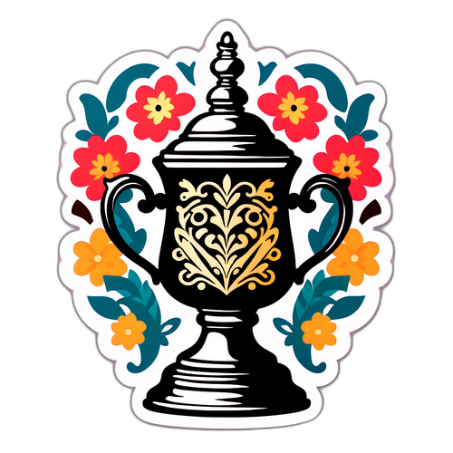 Sticker ya Kombe la FA yenye Mchoro wa Maua na Vitu vya Kizamani