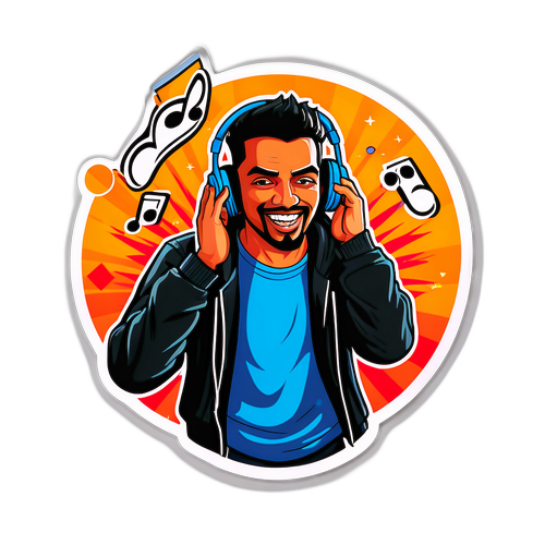 סטיקר edgy של אמיתמן עם אוזניות ורקדן