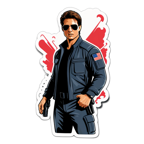 Stiker cu personaj inspirat din filmele lui Tom Cruise