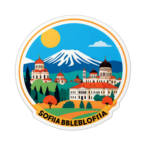 Autocollant avec un paysage de Sofia, Bulgarie