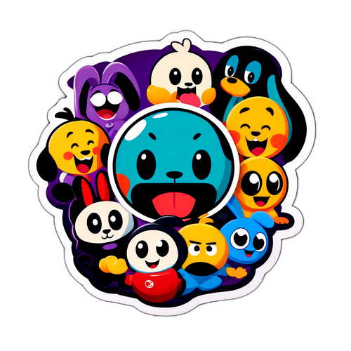 Verspielter Pluto TV Sticker mit Cartoonfiguren