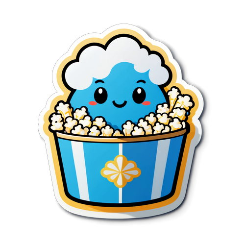 Joyful Laptop with Popcorn Sticker