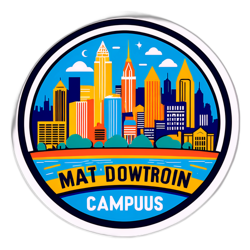Vibrant Downtown Skyline Sticker