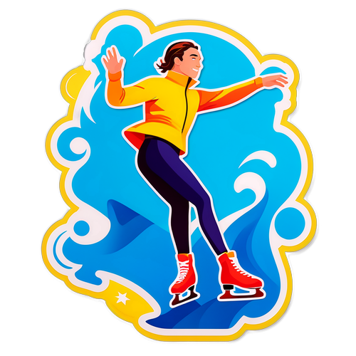 Яскрава наклейка з фігурним катанням