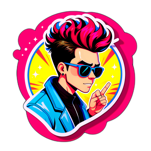 Autocollant d'un jeune personnage avec une coiffure unique