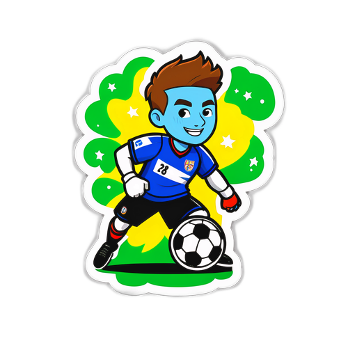 Stiker Karakter Youri Baas Bermain Sepak Bola
