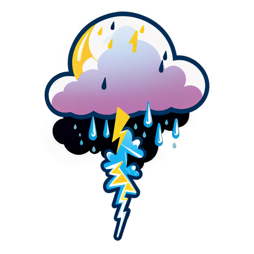 Whimsical Warning: Embrace the Storm! Lightning Strikes and Rain Drops Await!