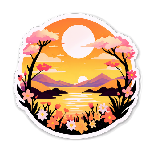 Kultainen auringonlasku, pehmeät sävyt ja kukat