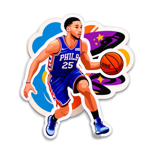 Dynamic Basketball Sticker Featuring Ben Simmons