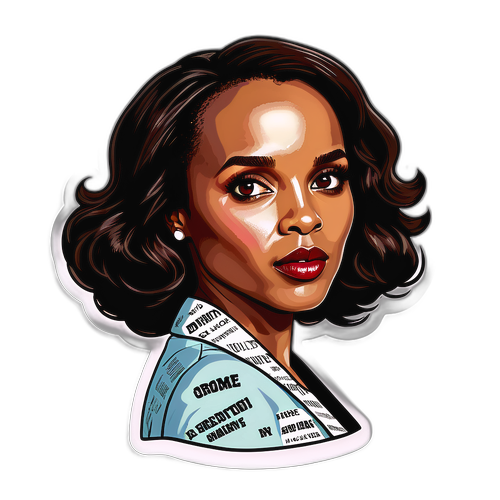 Dessin de Kerry Washington dans une posture déterminée avec des slogans inspirants