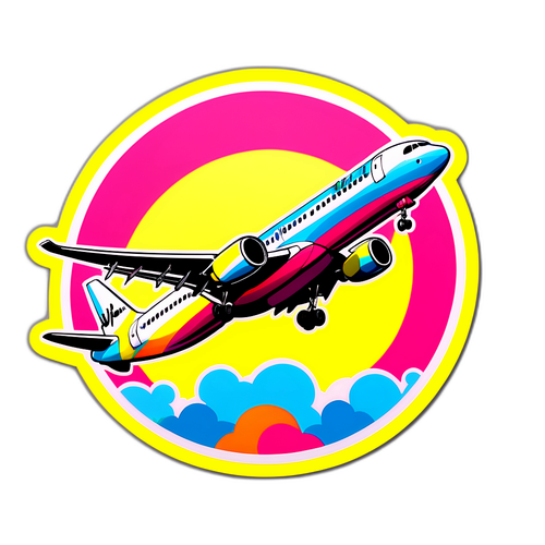 Autocollant d'un avion Vueling en style pop art