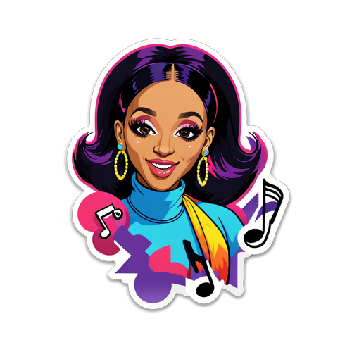 Furaha ya Muziki na Glamour ya Cardi B: Katika Sticker ya Binafsi Inayong'ara!