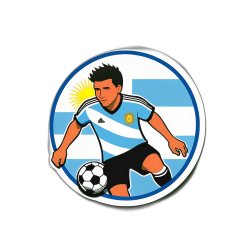 Styliserad fotbollsspelare med argentinsk flagga