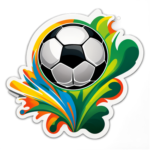 Sticker cu fotbal într-un stil artistic