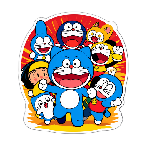 ドラえもん映画キャラクターのカラフルなデザイン