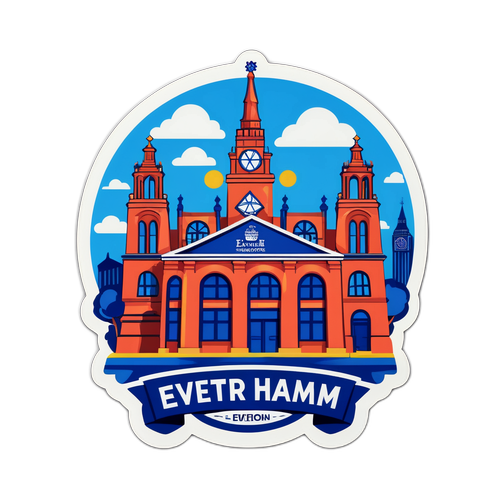 Everton vs. West Ham - Klistermærke med Ikoniske Landemærker