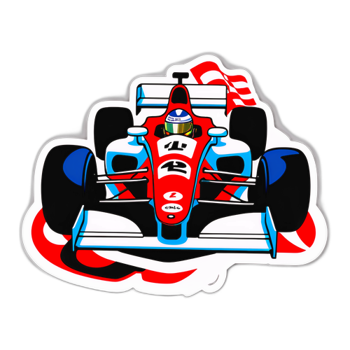 Autocollant illustrant Alain Prost dans une voiture de Formule 1 vintage