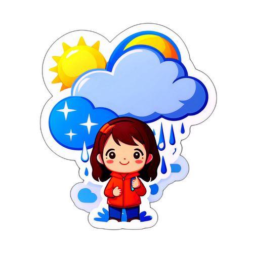 오늘 날씨를 확인하는 귀여운 캐릭터 스티커