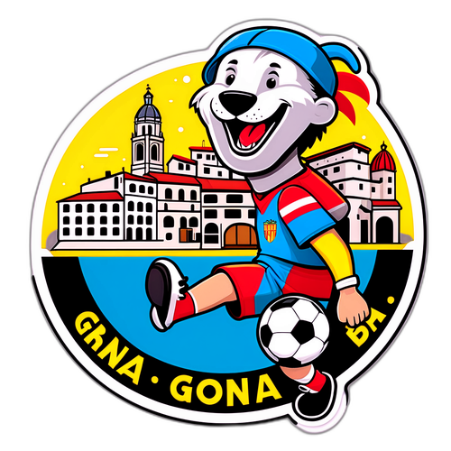 Sticker ya Jiji la Girona na Kifaa cha Soka