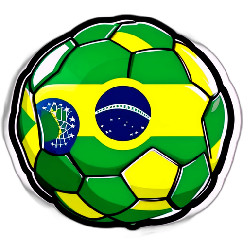 Desenho de uma bola de futebol com as cores da bandeira do Brasil