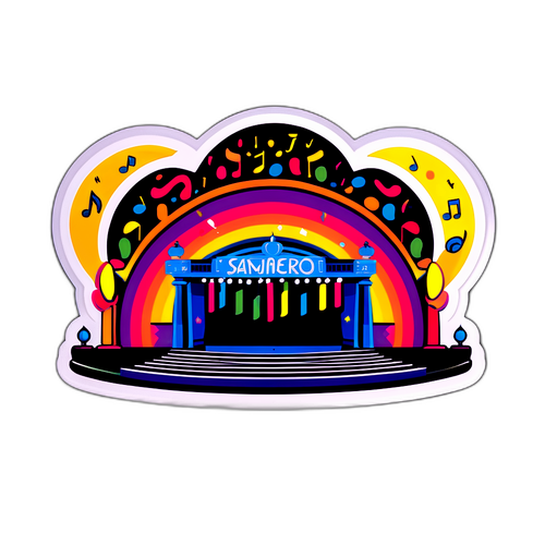 Sanremofestivalens scen med musikaliska noter