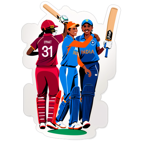 Sticker Kriket Kreatif India vs West Indies Wanita