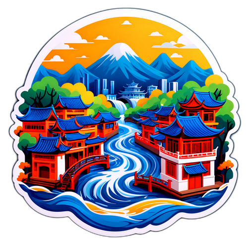 洪水主题贴纸设计