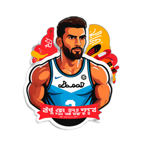 מדבקת איור של 'דניאל עמית' עם אמירות מוטיבציוניות סביבו