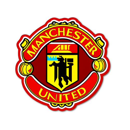 Stiker Vintage Manchester United: 'Glory, Glory Man United' dengan Sentuhan Merah-Kuning yang Menggetarkan!