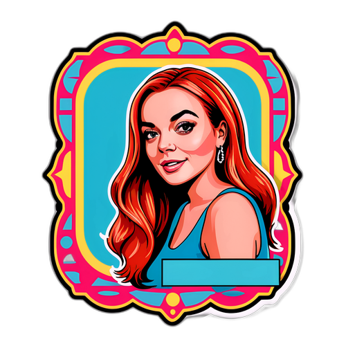 Autocollant de Lindsay Lohan dans un cadre rétro